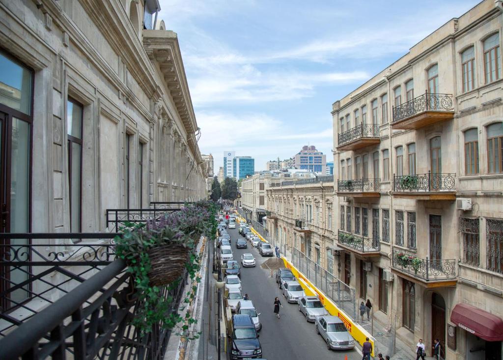 View down a Baku street from a Boutique 19 balcony