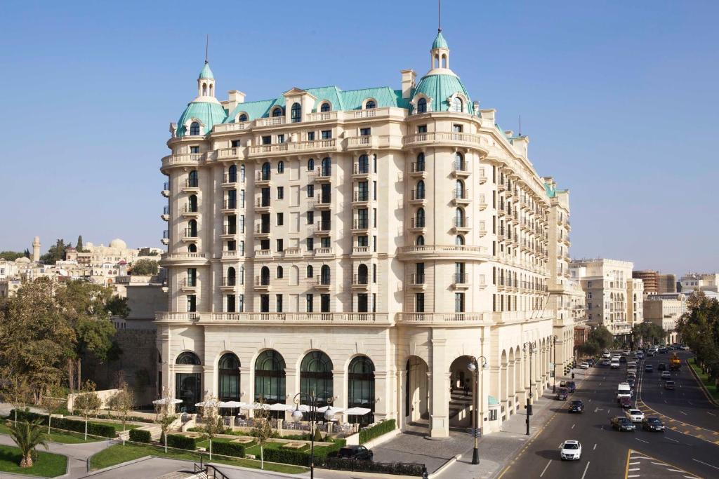 Four Seasons Hotel Baku exterior facade with turquoise domes
